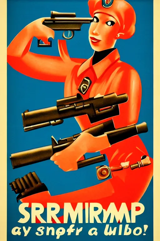 Image similar to Shrimp with a gun OK a Soviet Propaganda Poster