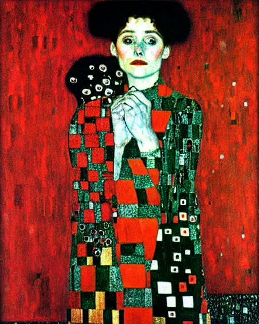 Image similar to red green and black painting by gustav klimt