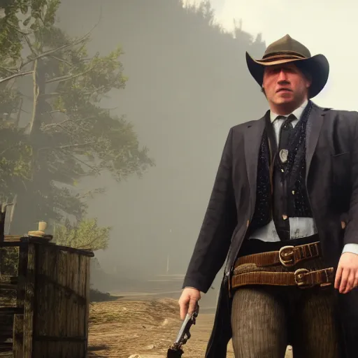 Prompt: Boris Johnson in Red Dead Redemption 2, game screenshot