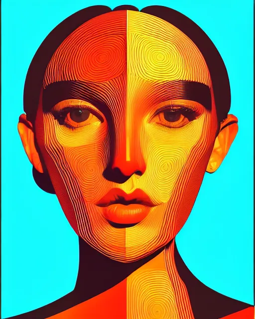 Image similar to girl artwork by victor vasarely, golden hour, illustration, highly detailed, simple, no jagged lines, smooth, artstation