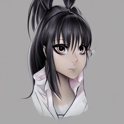 Image similar to full headshot portrait of a girl with long black hair, wearing a surgical mask, drawn by ATDAN, by Avetetsuya Studios, attractive character, colored sketch anime manga panel, trending on Pixiv