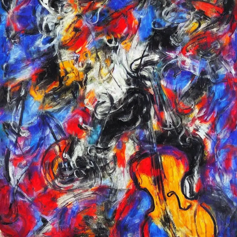 Prompt: Abstract expressionist artwork about the music of Beethoven.