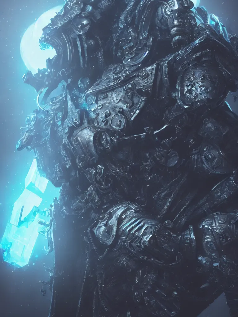 Image similar to cyberpunk lich king by gleb alexandrov and beeple, octane render, trending on artstation