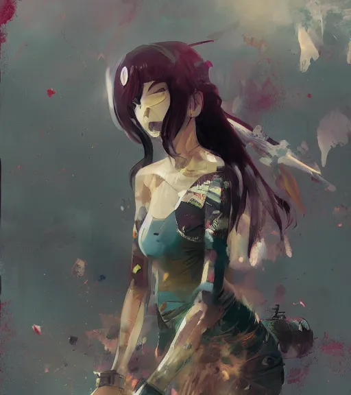 Image similar to ismail inceoglu painting of an anime woman