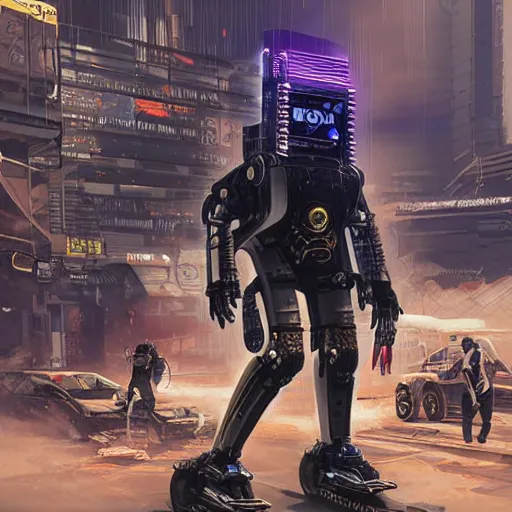 Prompt: robot hyena, cyberpunk 2 0 7 7 concept art, highly detailed
