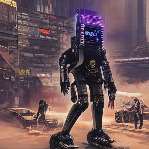 Image similar to robot hyena, cyberpunk 2 0 7 7 concept art, highly detailed