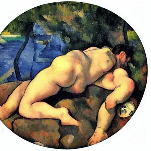 Image similar to soft layerd large shoal circle fossa rock album cover attache oasis, by paul cezanne and joe jusko and edouard manet, groovy, lowbrow, chiaroscuro