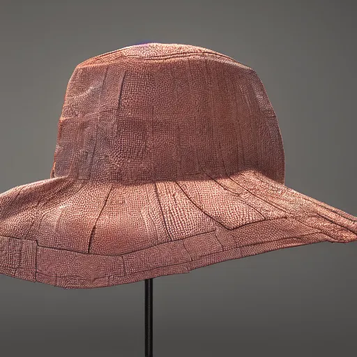 Image similar to a textured hat from the future, highly detailed, epic lighting, hyper photorealism, trending on artstation 8 k