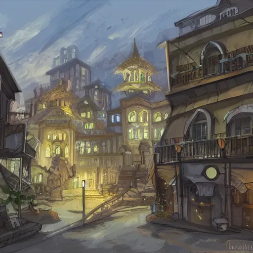 Prompt: concept art of a rpg city