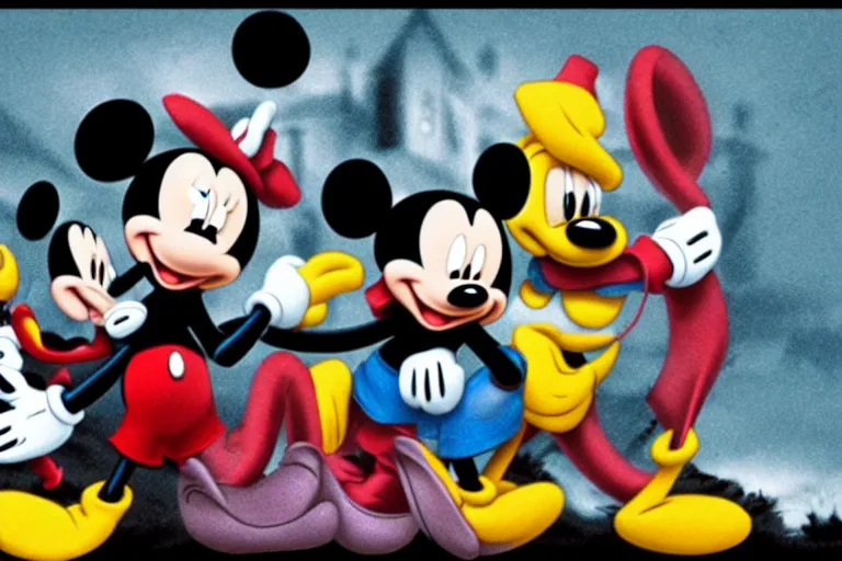 Prompt: mickey mouse horror movie