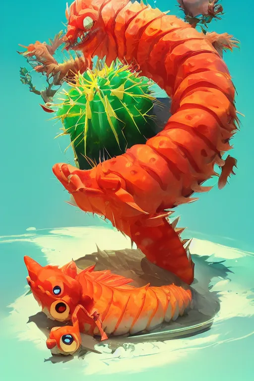 Image similar to 3 d render creature animal sushi cristal eye roots cactus elemental flush of force nature micro world fluo, art gta 5 cover, official fanart behance hd artstation by jesper ejsing, by rhads, makoto shinkai and lois van baarle, ilya kuvshinov, ossdraws