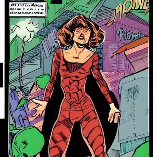 Prompt: comic-book drawing of crazy jane from the doom patrol detailed, slightly realistic, colored, bueatiful