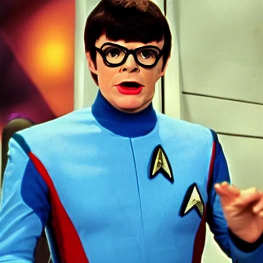 Prompt: austin powers as lieutenant data, star trek, cinematic