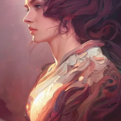 Image similar to portrait of human consciousness, highly detailed, digital painting, artstation, concept art, sharp focus, illustration, art by artgerm and greg rutkowski and alphonse mucha