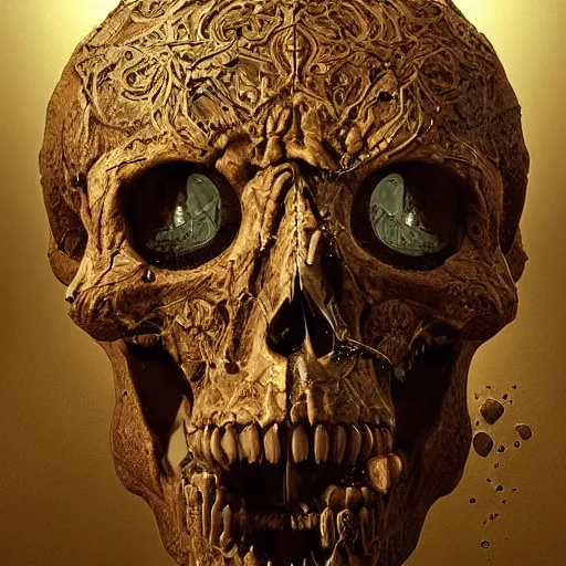 Image similar to portrait_of_a_melting_skull._intricate_abstract._intricate_artwork._by_Tooth_Wu_wlop_beeple_dan_mumford._octane_render_trending_on_artstat