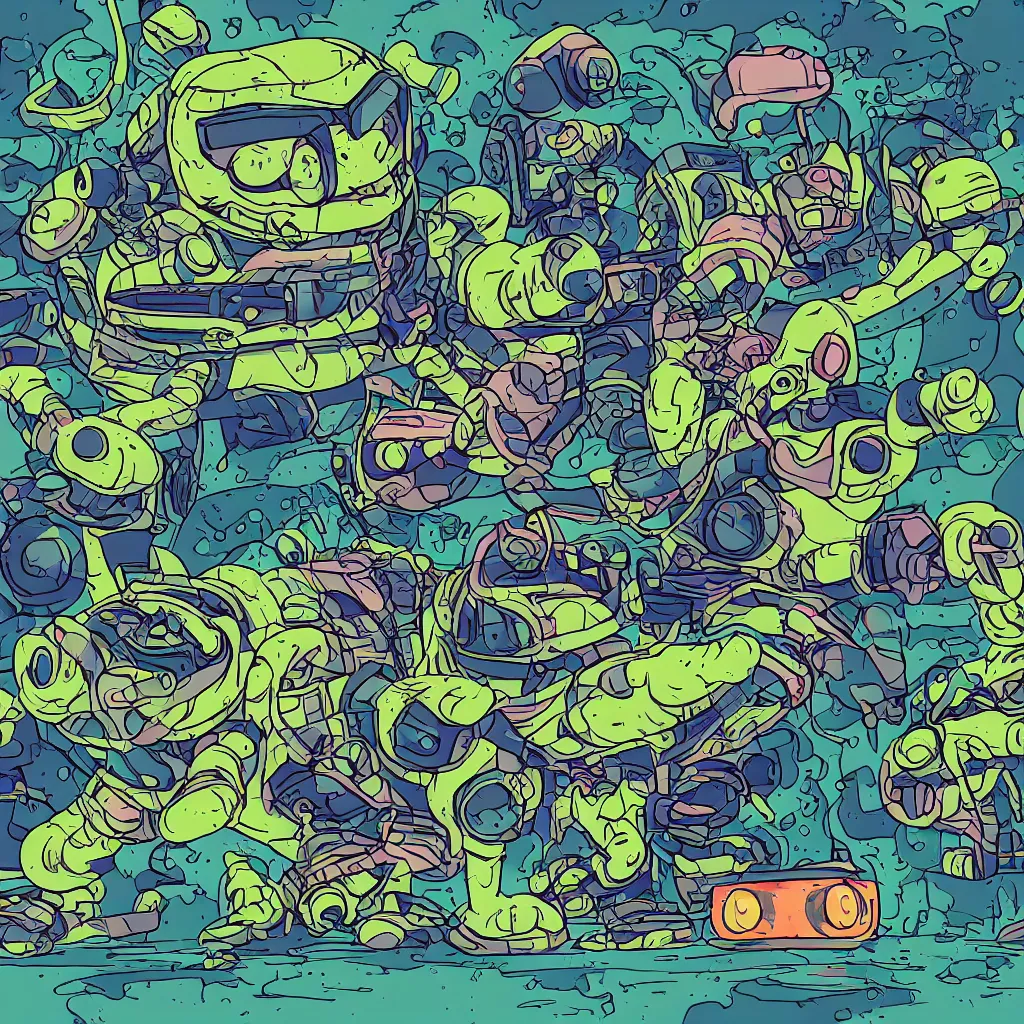 Image similar to toads, deconstructed amphibian, ryuta ueda artwork, breakcore, style of jet set radio, y 2 k, gloom, space, cel - shaded art style, indigo rainbow, data, minimal, code, cybernetic, dark, eerie, cyber