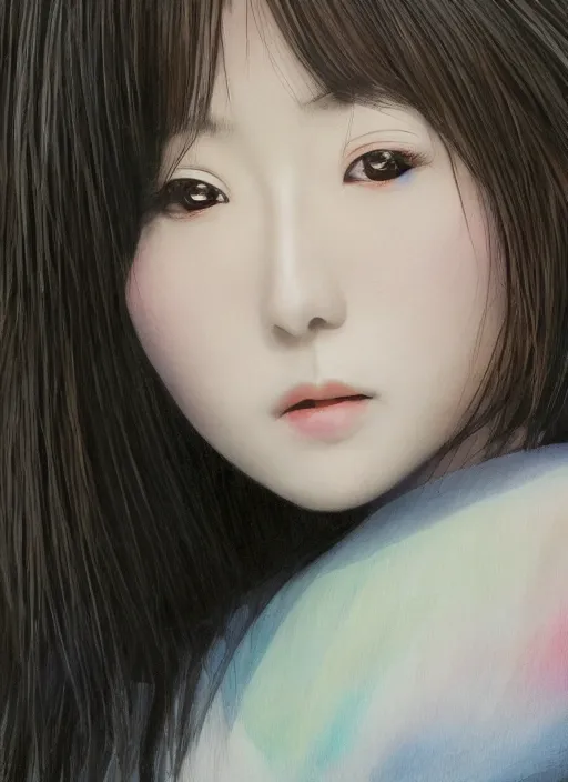 Image similar to Jpop idol Asuka Saito stares in amusement at you. soft detailed painting at 16K resolution and amazingly epic visuals. epically beautiful image. amazing effect, image looks gorgeously crisp as far as it's visual fidelity goes, absolutely outstanding. vivid clarity. ultra detail. iridescent. mind-breaking. mega-beautiful pencil shadowing. beautiful face. Ultra High Definition. soft shading. soft texture. intensely beautiful.