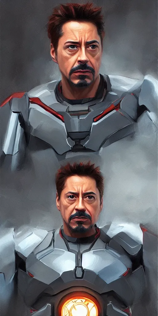 Image similar to concept art of tony stark, cinematic shot, oil painting by jama jurabaev, extremely detailed, brush hard, artstation, high quality, brush stroke