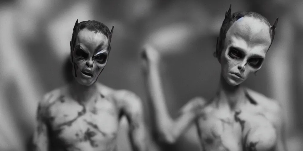 Image similar to cinematic film still of a punk alien starring in a dave meyers directed music video, cgi, vfx, ( ( ( ( chiaroscuro ) ) ) ) lighting, shallow depth of field, 8 0 mm, f 1. 8