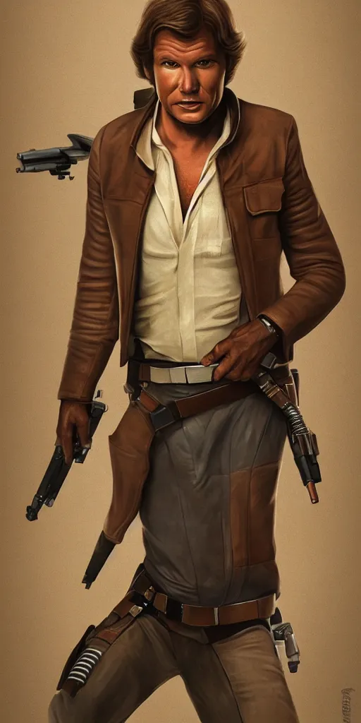 Prompt: han solo exposed to radiation and became dinosaur. realism art, high detailed, fine art, trending on artstation, smooth draw, sharp focus.