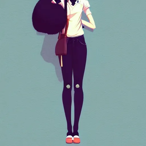 Image similar to elegant girl in urban outfit, digital painting, fan art, pixiv, by Ilya Kuvshinov, by Studio Ghibli