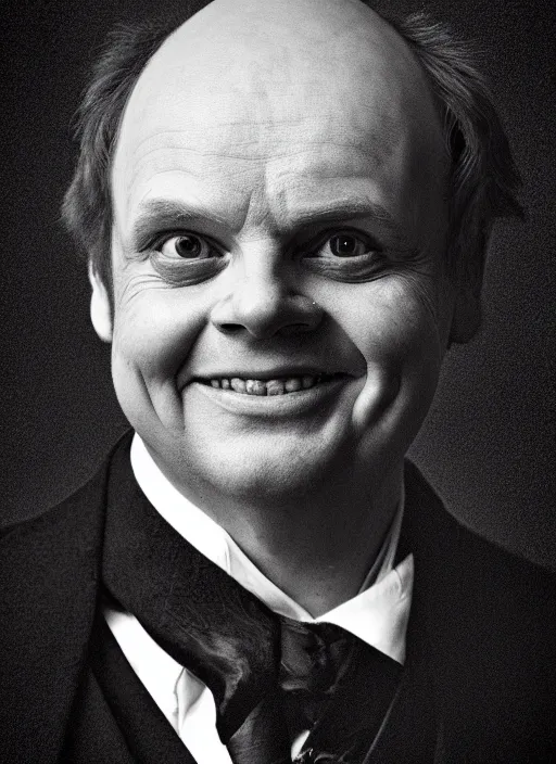 Image similar to toby jones as a victorian politician, smiling, male, victorian, detailed face, highly detailed, cinematic lighting, photograph by elliott & fry