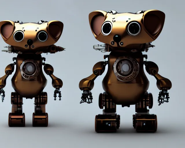 Image similar to futuristic steampunk ferret - shaped robot, 3 d octane render, cyberpunk ferret - shaped mechanical robot