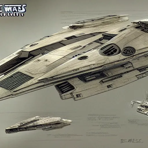 Image similar to a star wars starship concept art