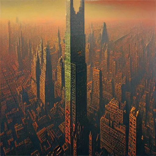 Image similar to highly detailed cyberpunk new york city, high definition beksinski painting