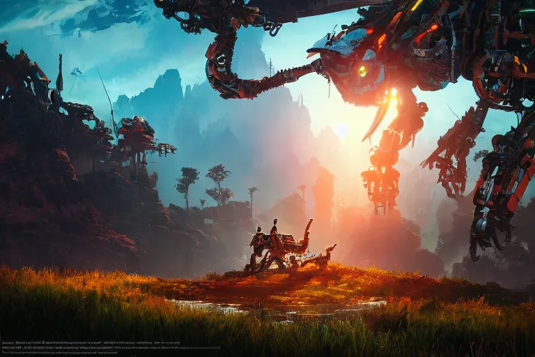 Image similar to scorcher machine mecanical creature robot of horizon forbidden west horizon zero dawn bioluminiscence global illumination ray tracing hdr fanart arstation by ian pesty and alena aenami artworks in 4 k