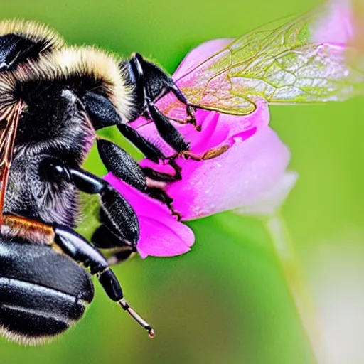 Prompt: photo of a hybrid between a bee and a unicorn