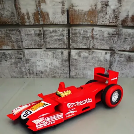 Image similar to a formula 1 racecar, made out of watermelon carving pieces,