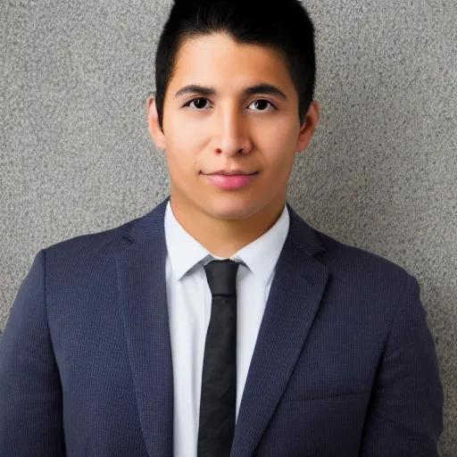 Image similar to angelic Peruvian young man, corporate portait, headshot, profile