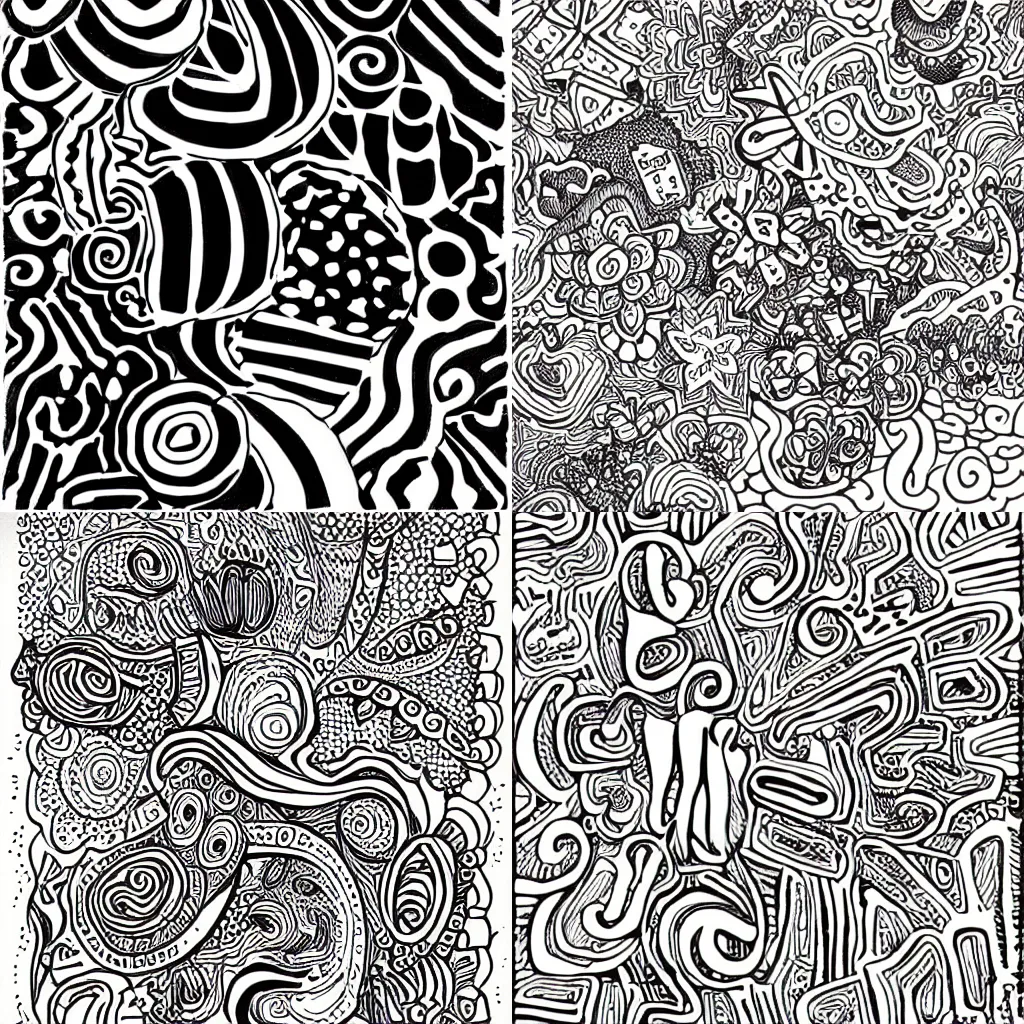 optical illusion design, illustration, black and white