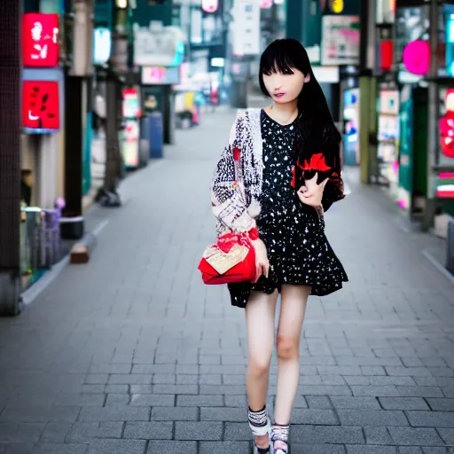 Prompt: beautiful asian female model on streets of tokyo, fashion pose, street photography, leica 5 0 mm f 2 summicron lens