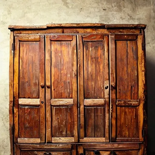 Prompt: old wooden Wardrobe with drawers in mexican style