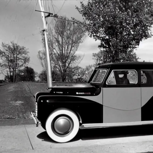 Prompt: google street view car ( 1 9 4 6 )