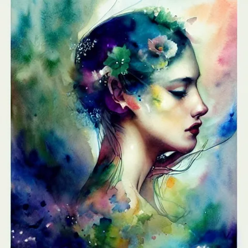 Prompt: watercolor lovers by anna dittmann, agnes cecile, william turner