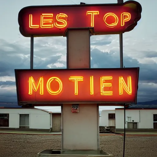 Prompt: last stop motel neon sign