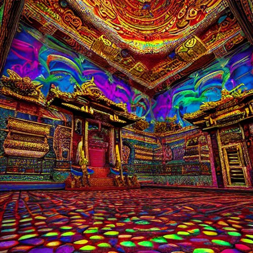 Image similar to Photorealistic inside a temple made of snakes. Hyperdetailed photorealism, 108 megapixels, amazing depth, glowing rich colors, powerful imagery, psychedelic Overtones