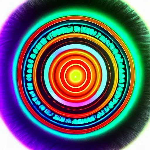 Image similar to cyberpunk neon colored blackhole mandala eye art