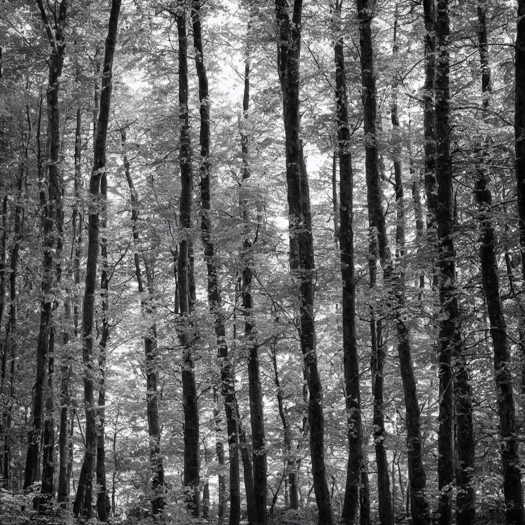 Prompt: monochrome photo of a swedish forest