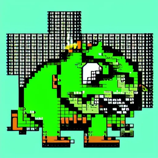 Image similar to green pig, super mario world art style, crt television