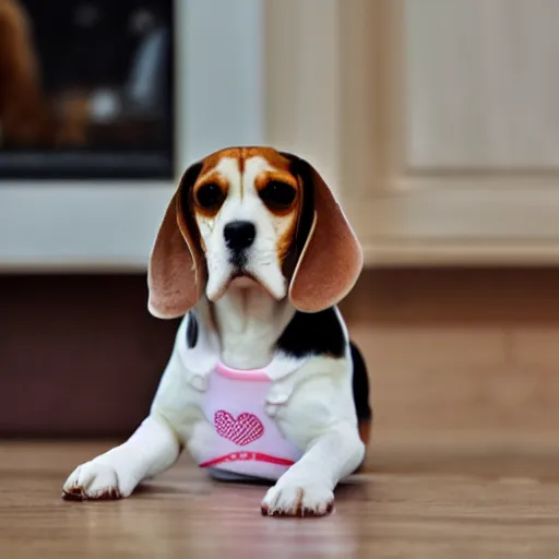 Prompt: a kawaii beagle celebrating