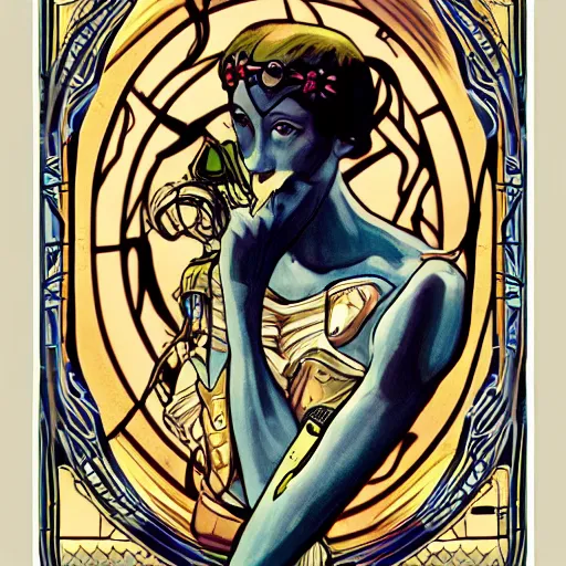 Image similar to cyborg art nouveau