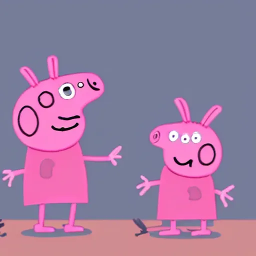 Prompt: a xenomorph in style of peppa pig cartoon,