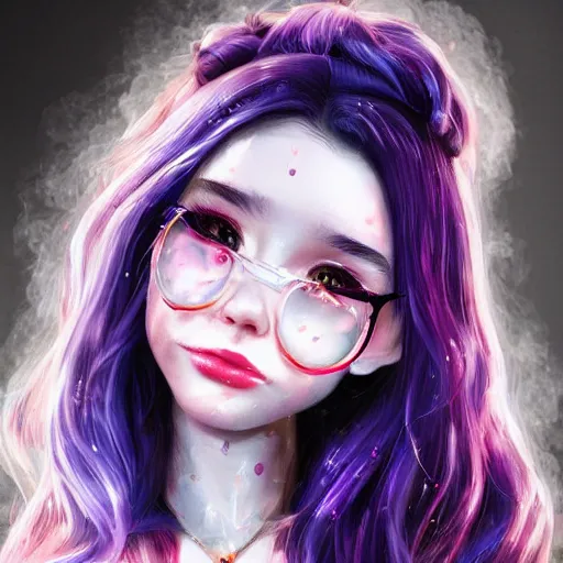 Prompt: belle delphine portrait ahegao face glossy glare glitter saliva by wlop and artgerm, artstation trending