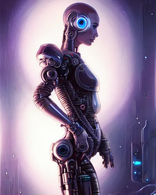 Prompt: natalie portman as a cyborg fantasy character portrait, ultra realistic, wide angle, intricate details, blade runner artifacts, highly detailed by peter mohrbacher, boris vallejo, hajime sorayama aaron horkey, gaston bussiere, craig mullins