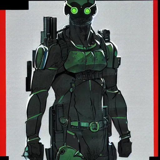 Prompt: sam fisher from splinter cell by yoji shinkawa, concept art, multi vision goggles