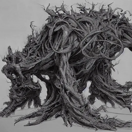 Image similar to a giant eldritch abomination by kim jung gi,